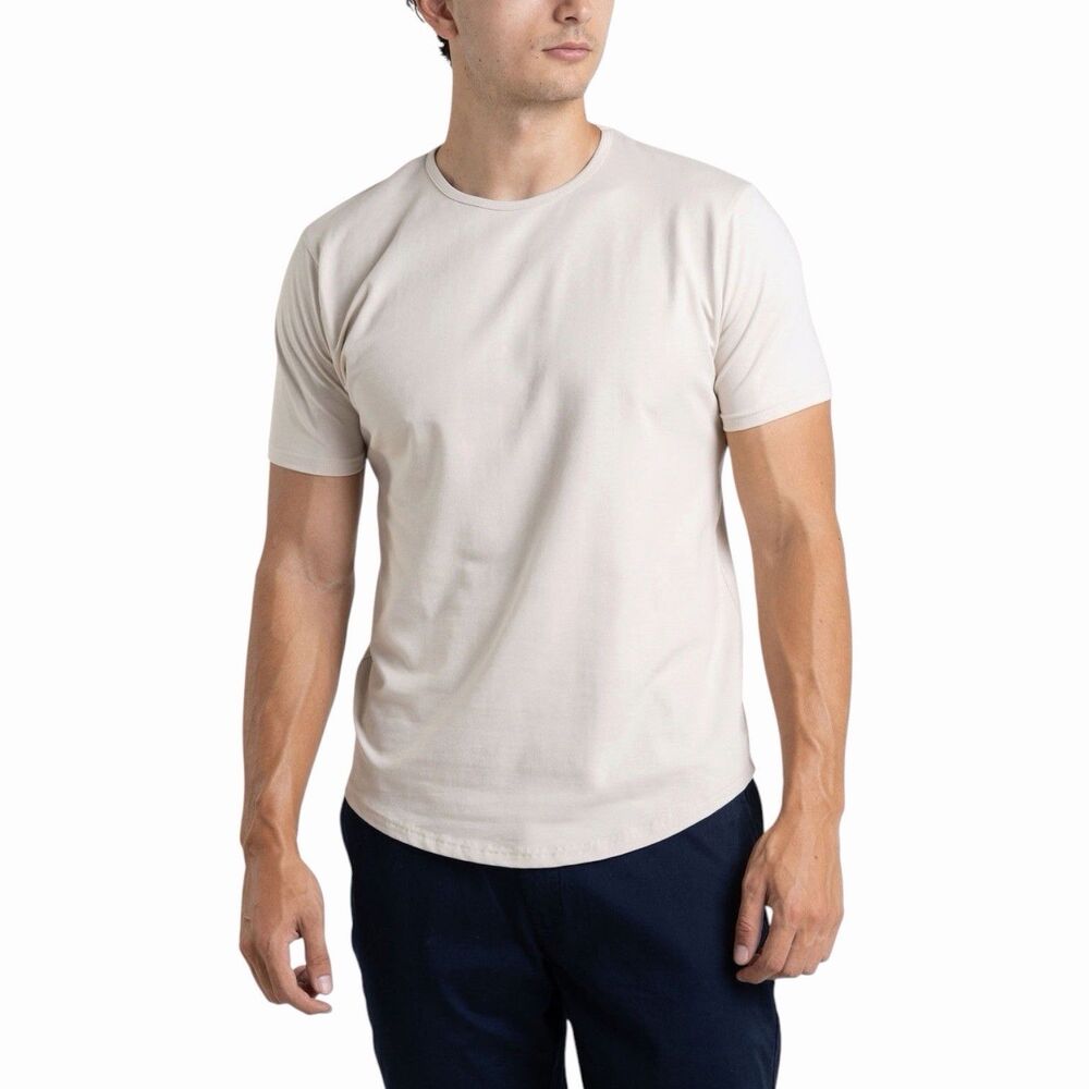 WYR Men’s T-Shirt M Off White Cream Organic Cotton Stretch Crewneck Short Sleeve